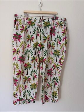 Printfresh Monkey Tree Pajama Pants Plus Size 3X Royal Palms Tropical Cotton